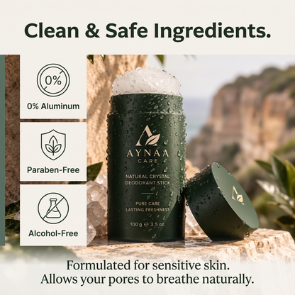 AYNAA CARE™ 100% Natural Crystal Deodorant Stick