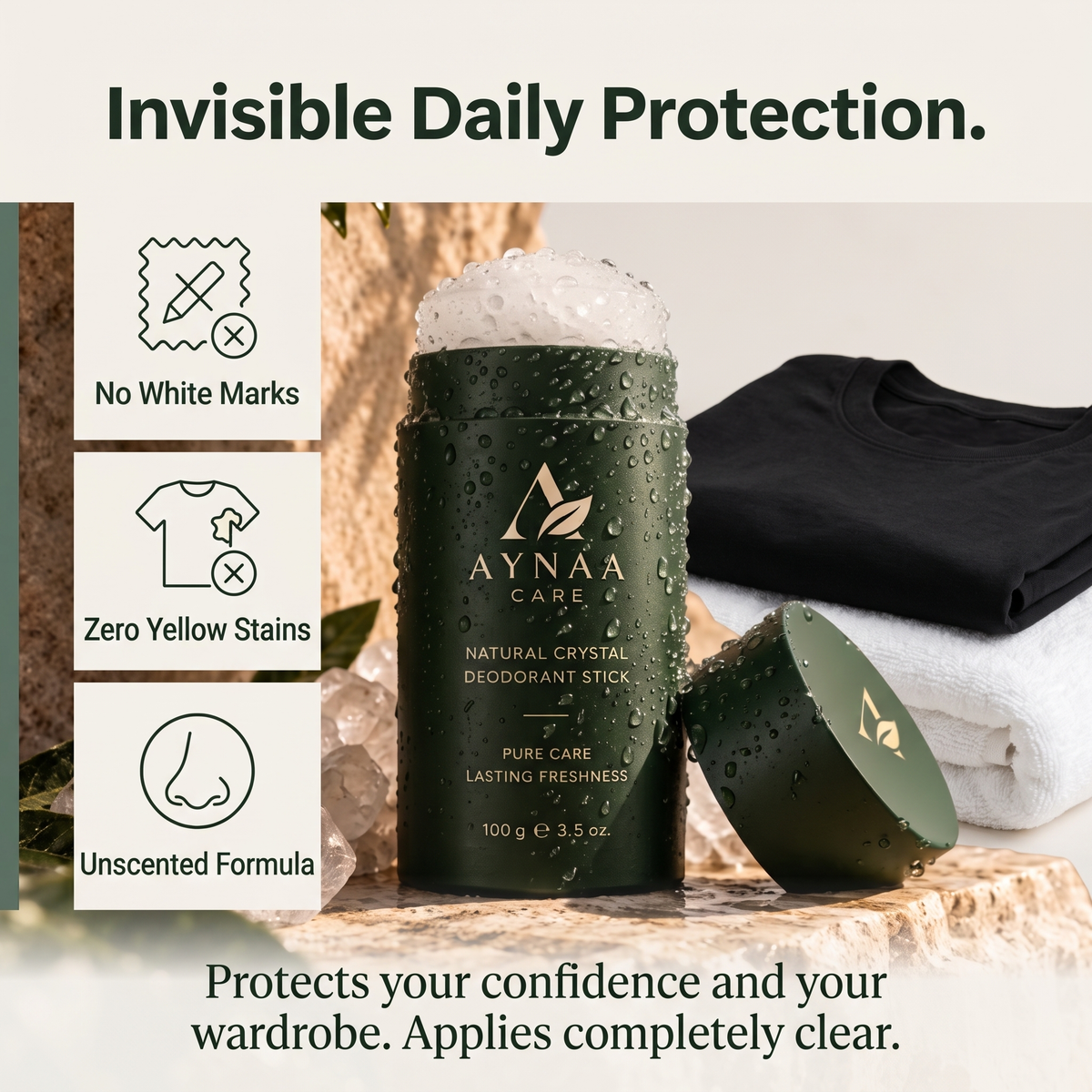 AYNAA CARE™ 100% Natural Crystal Deodorant Stick